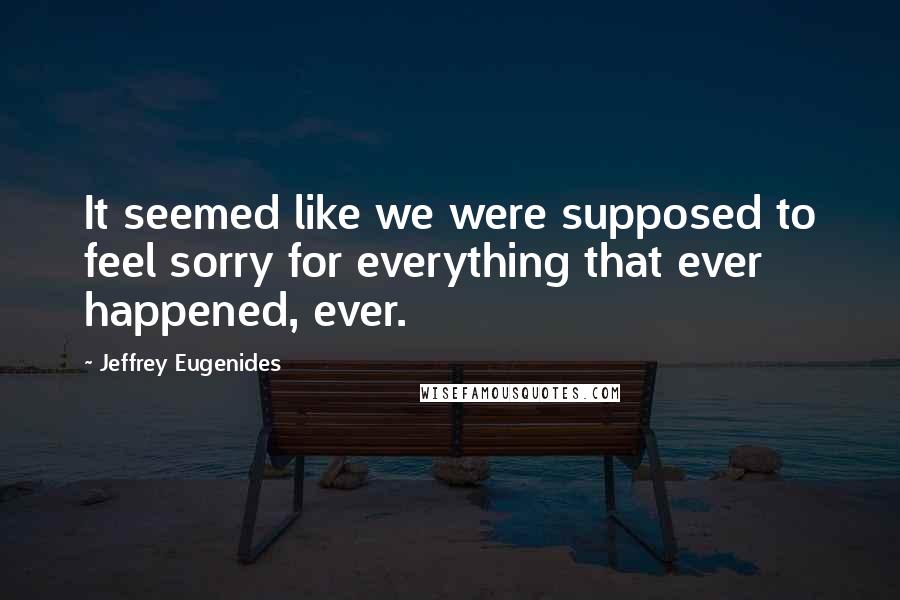 Jeffrey Eugenides Quotes: It seemed like we were supposed to feel sorry for everything that ever happened, ever.