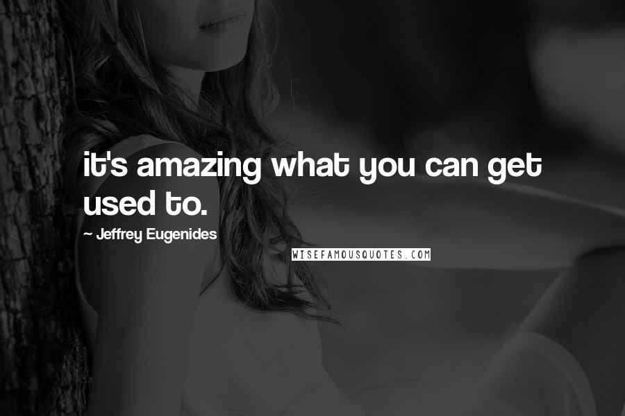 Jeffrey Eugenides Quotes: it's amazing what you can get used to.
