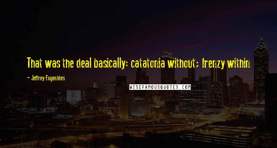 Jeffrey Eugenides Quotes: That was the deal basically: catatonia without; frenzy within