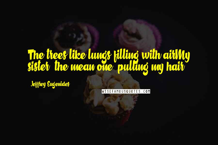 Jeffrey Eugenides Quotes: The trees like lungs filling with airMy sister, the mean one, pulling my hair
