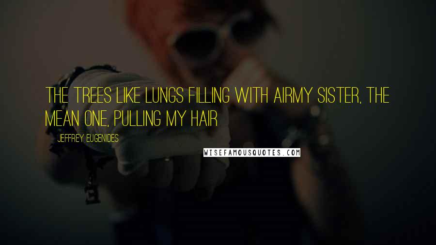 Jeffrey Eugenides Quotes: The trees like lungs filling with airMy sister, the mean one, pulling my hair