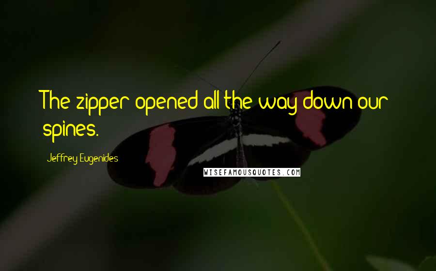 Jeffrey Eugenides Quotes: The zipper opened all the way down our spines.