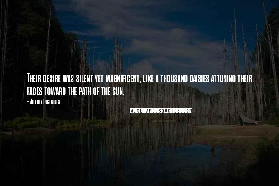 Jeffrey Eugenides Quotes: Their desire was silent yet magnificent, like a thousand daisies attuning their faces toward the path of the sun.