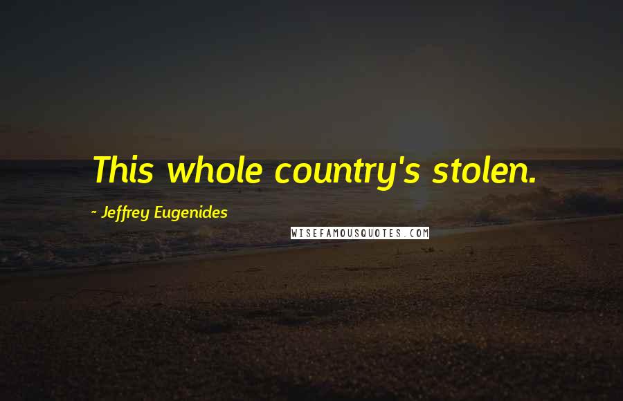 Jeffrey Eugenides Quotes: This whole country's stolen.