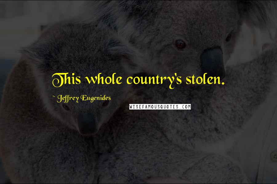Jeffrey Eugenides Quotes: This whole country's stolen.