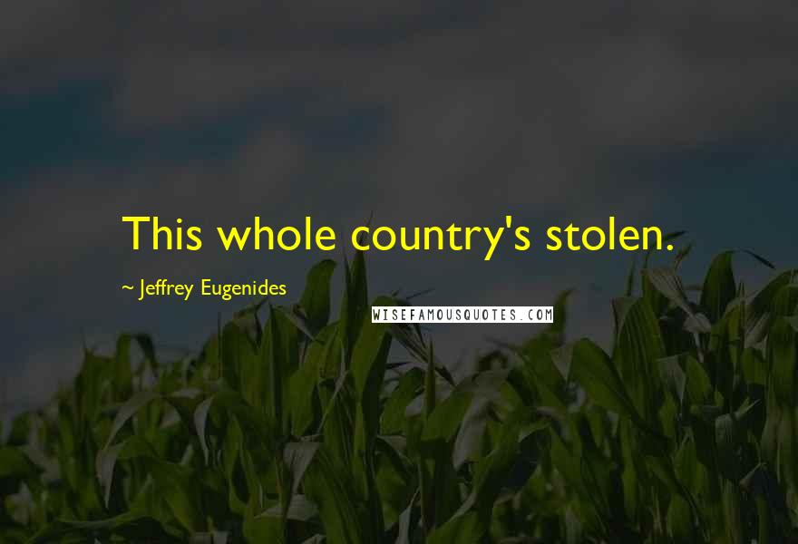 Jeffrey Eugenides Quotes: This whole country's stolen.