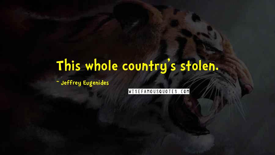 Jeffrey Eugenides Quotes: This whole country's stolen.