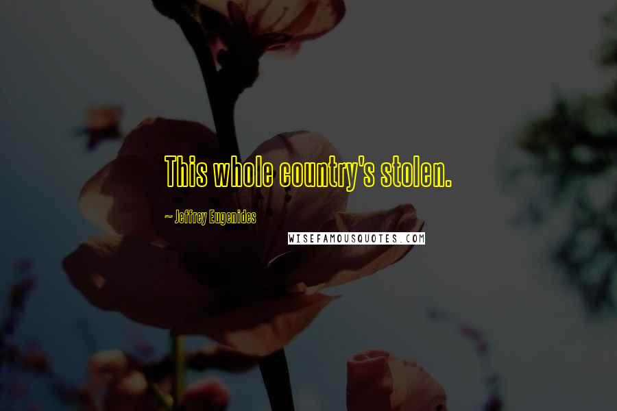 Jeffrey Eugenides Quotes: This whole country's stolen.