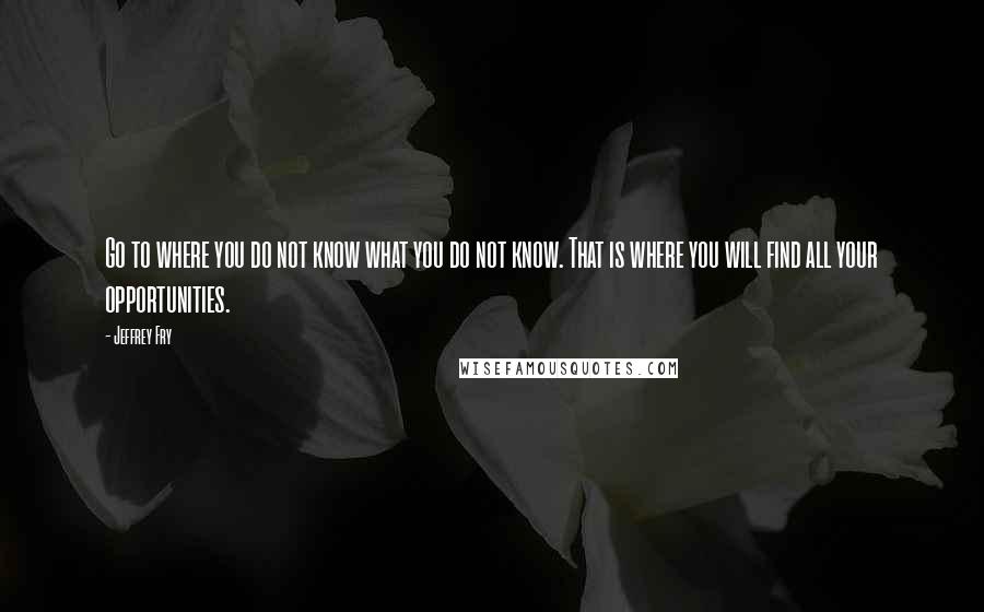 Jeffrey Fry Quotes: Go to where you do not know what you do not know. That is where you will find all your opportunities.