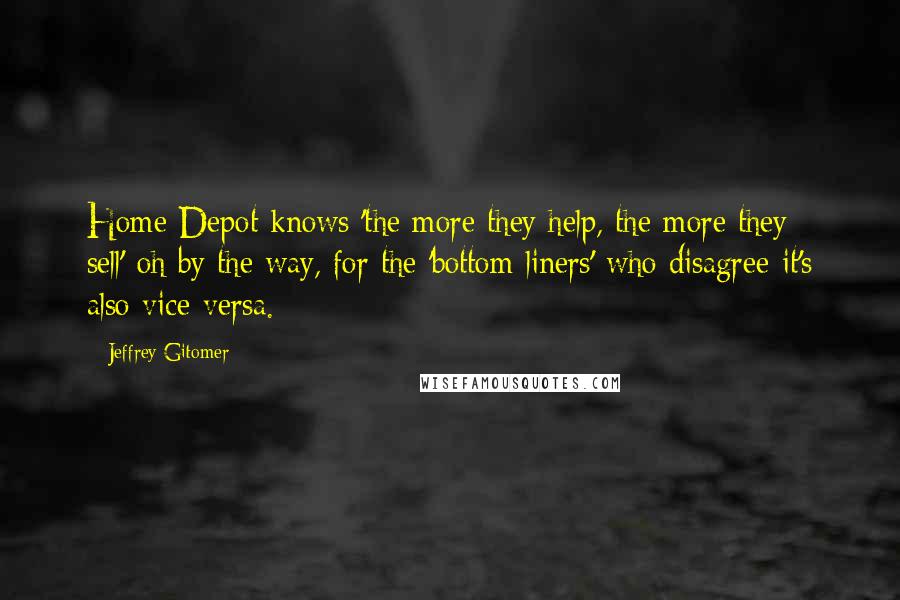 Jeffrey Gitomer Quotes: Home Depot knows 'the more they help, the more they sell'-oh by the way, for the 'bottom liners' who disagree-it's also vice-versa.