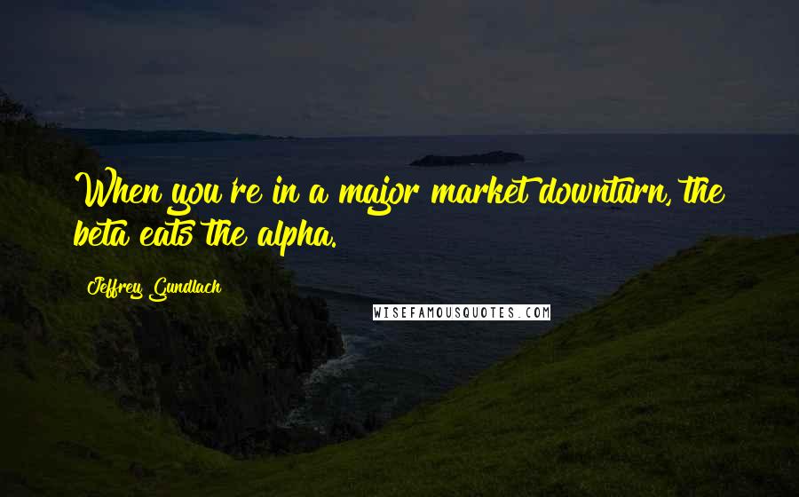 Jeffrey Gundlach Quotes: When you're in a major market downturn, the beta eats the alpha.