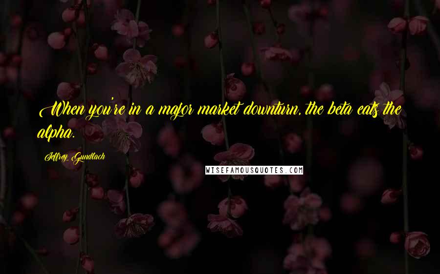 Jeffrey Gundlach Quotes: When you're in a major market downturn, the beta eats the alpha.