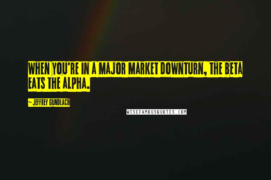 Jeffrey Gundlach Quotes: When you're in a major market downturn, the beta eats the alpha.