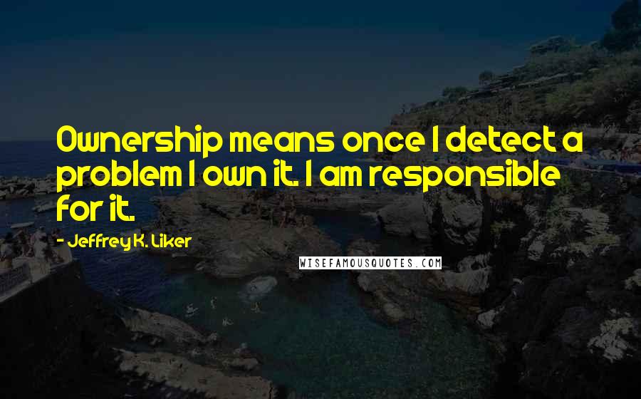 Jeffrey K. Liker Quotes: Ownership means once I detect a problem I own it. I am responsible for it.