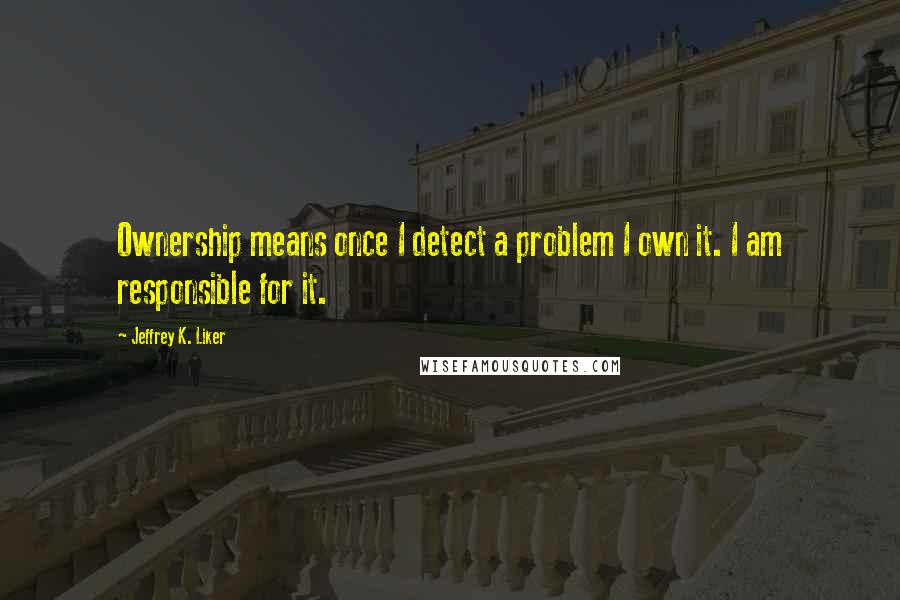 Jeffrey K. Liker Quotes: Ownership means once I detect a problem I own it. I am responsible for it.