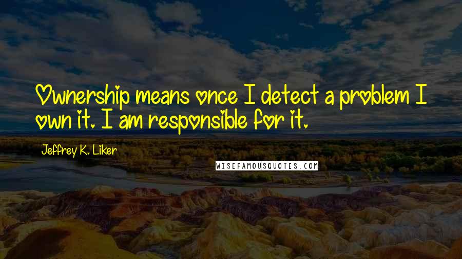 Jeffrey K. Liker Quotes: Ownership means once I detect a problem I own it. I am responsible for it.