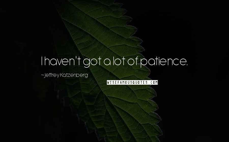 Jeffrey Katzenberg Quotes: I haven't got a lot of patience.
