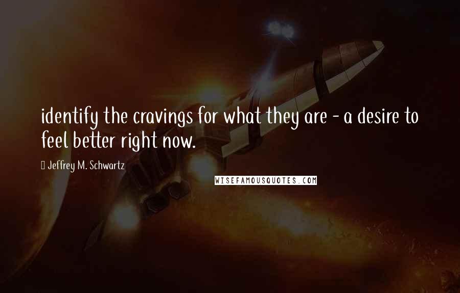 Jeffrey M. Schwartz Quotes: identify the cravings for what they are - a desire to feel better right now.