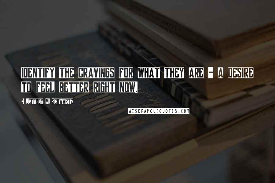 Jeffrey M. Schwartz Quotes: identify the cravings for what they are - a desire to feel better right now.