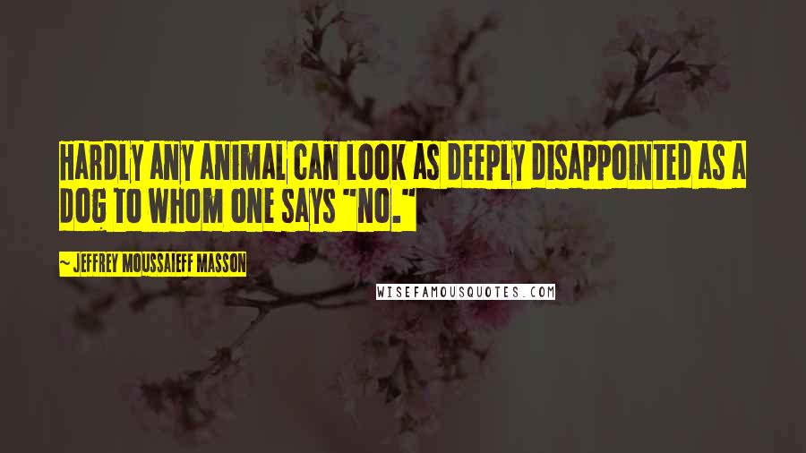 Jeffrey Moussaieff Masson Quotes: Hardly any animal can look as deeply disappointed as a dog to whom one says "no."