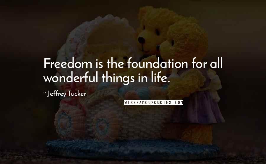 Jeffrey Tucker Quotes: Freedom is the foundation for all wonderful things in life.
