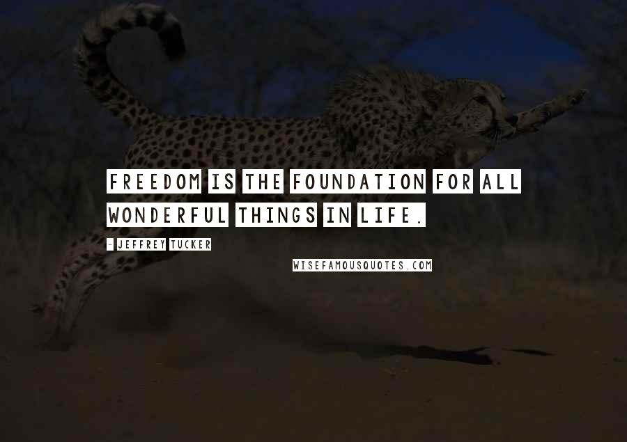Jeffrey Tucker Quotes: Freedom is the foundation for all wonderful things in life.