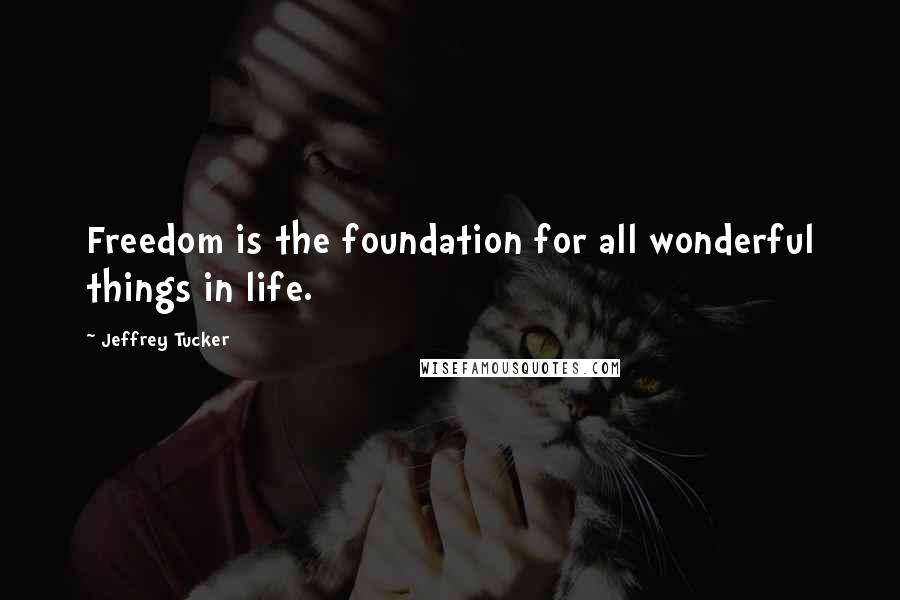 Jeffrey Tucker Quotes: Freedom is the foundation for all wonderful things in life.