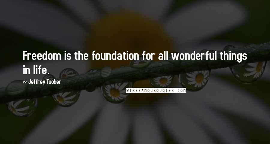 Jeffrey Tucker Quotes: Freedom is the foundation for all wonderful things in life.