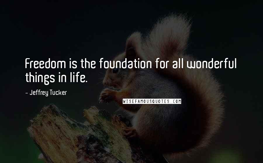 Jeffrey Tucker Quotes: Freedom is the foundation for all wonderful things in life.