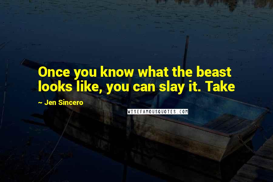 Jen Sincero Quotes: Once you know what the beast looks like, you can slay it. Take