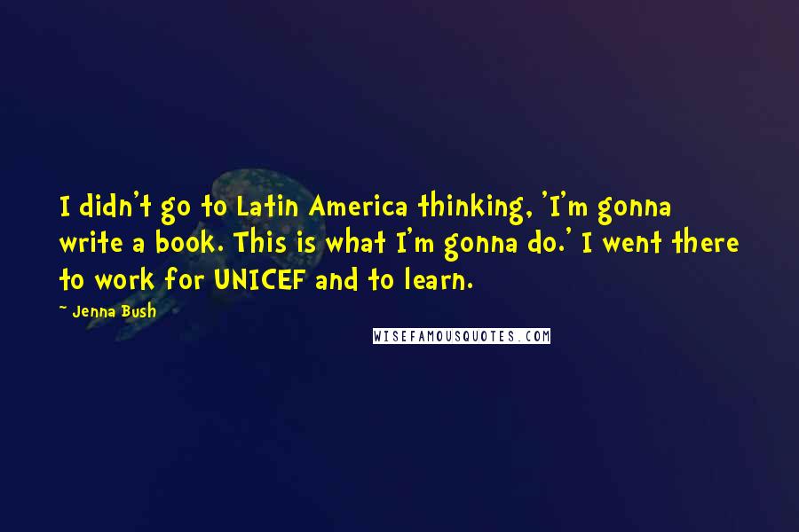 Jenna Bush Quotes: I didn't go to Latin America thinking, 'I'm gonna write a book. This is what I'm gonna do.' I went there to work for UNICEF and to learn.