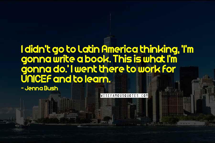 Jenna Bush Quotes: I didn't go to Latin America thinking, 'I'm gonna write a book. This is what I'm gonna do.' I went there to work for UNICEF and to learn.
