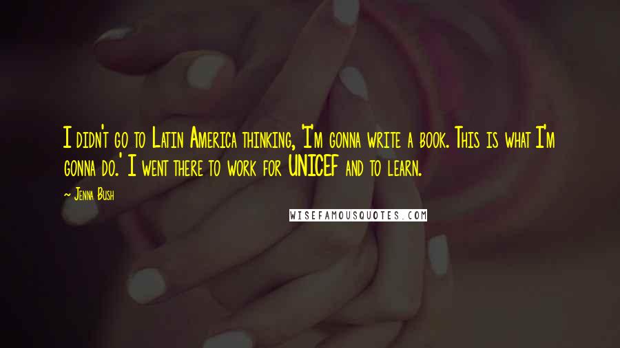 Jenna Bush Quotes: I didn't go to Latin America thinking, 'I'm gonna write a book. This is what I'm gonna do.' I went there to work for UNICEF and to learn.