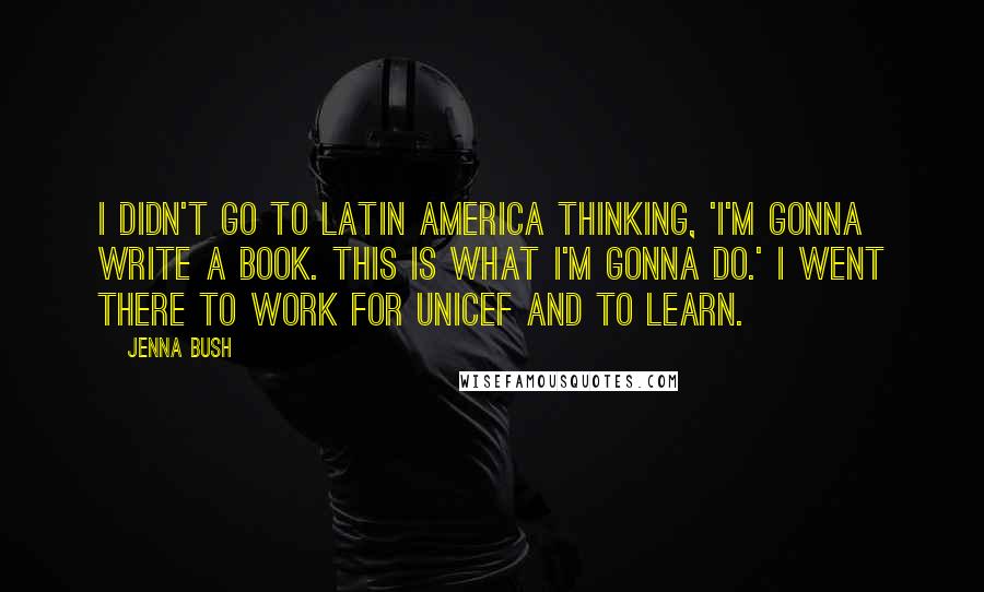 Jenna Bush Quotes: I didn't go to Latin America thinking, 'I'm gonna write a book. This is what I'm gonna do.' I went there to work for UNICEF and to learn.