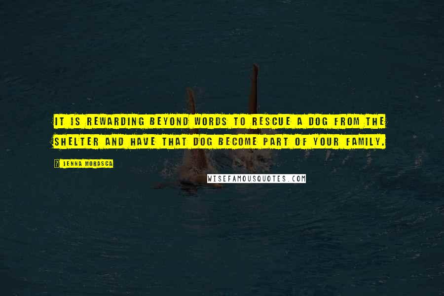 Jenna Morasca Quotes: It is rewarding beyond words to rescue a dog from the shelter and have that dog become part of your family.