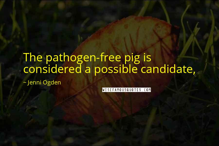 Jenni Ogden Quotes: The pathogen-free pig is considered a possible candidate,