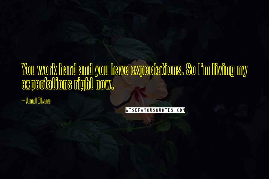 Jenni Rivera Quotes: You work hard and you have expectations. So I'm living my expectations right now.