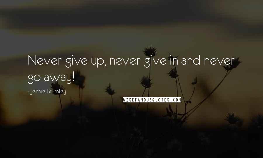 Jennie Brumley Quotes: Never give up, never give in and never go away!