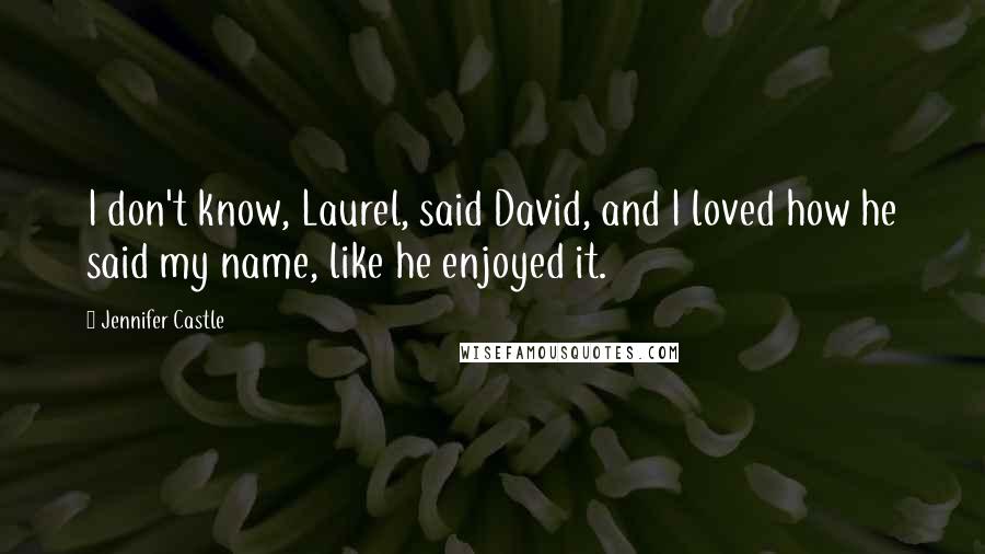 Jennifer Castle Quotes: I don't know, Laurel, said David, and I loved how he said my name, like he enjoyed it.