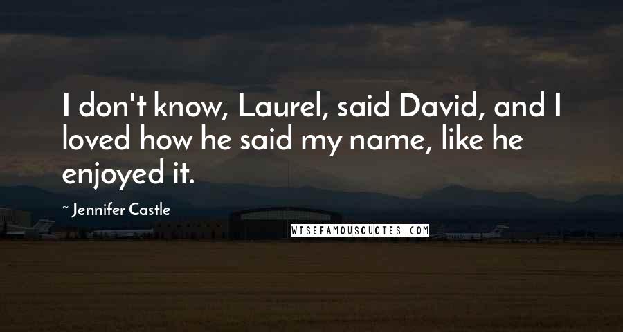 Jennifer Castle Quotes: I don't know, Laurel, said David, and I loved how he said my name, like he enjoyed it.