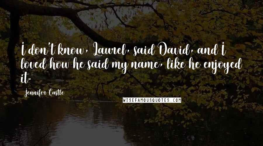 Jennifer Castle Quotes: I don't know, Laurel, said David, and I loved how he said my name, like he enjoyed it.