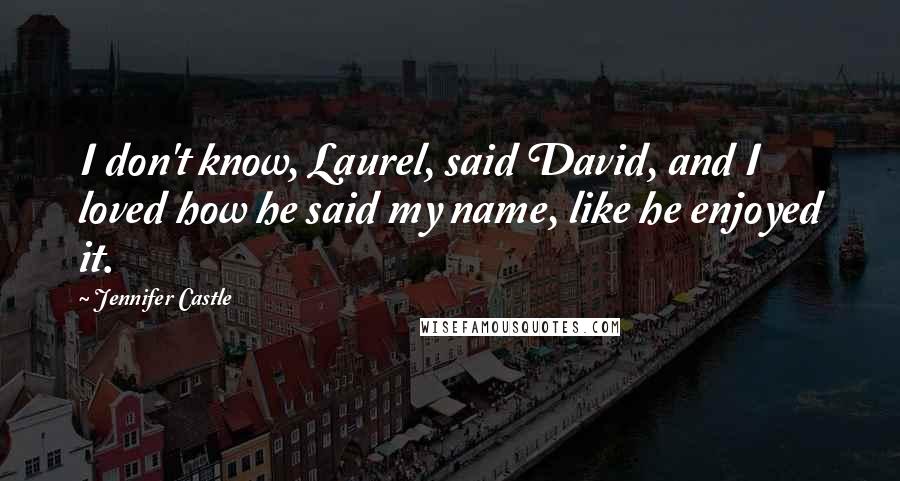 Jennifer Castle Quotes: I don't know, Laurel, said David, and I loved how he said my name, like he enjoyed it.