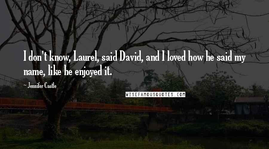 Jennifer Castle Quotes: I don't know, Laurel, said David, and I loved how he said my name, like he enjoyed it.