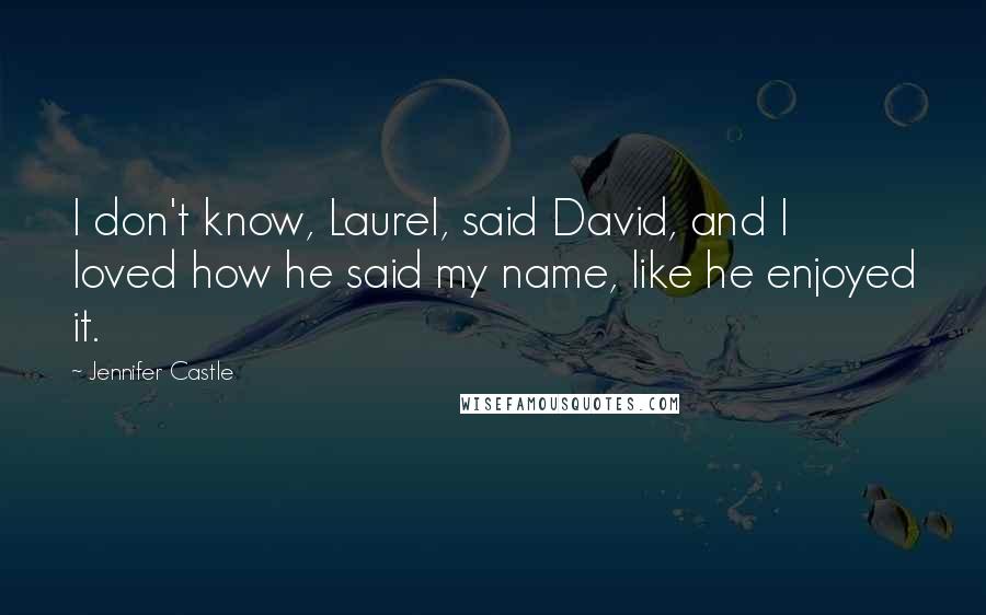 Jennifer Castle Quotes: I don't know, Laurel, said David, and I loved how he said my name, like he enjoyed it.