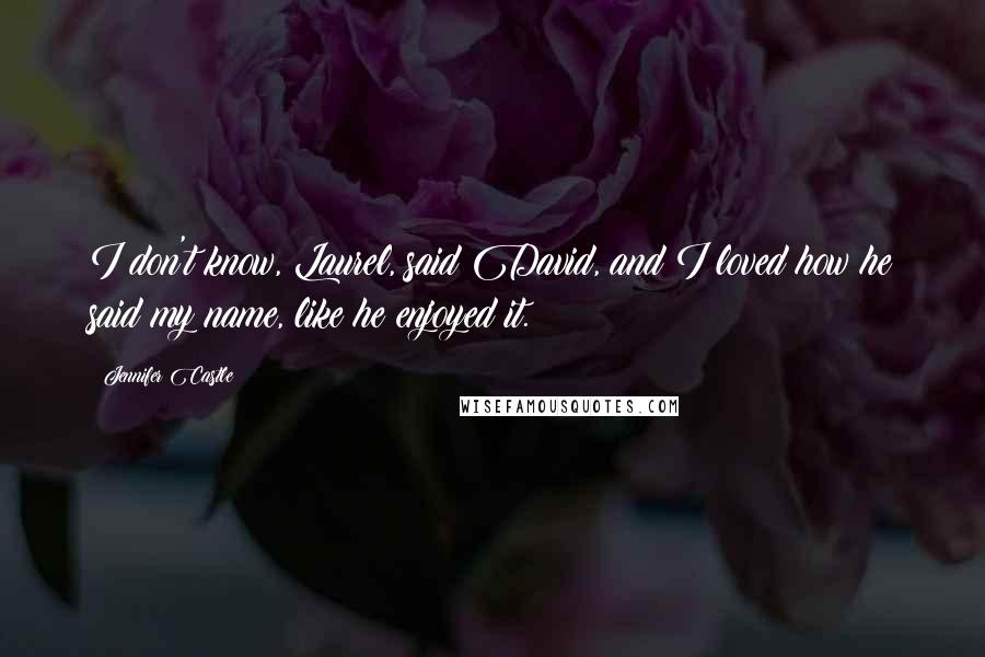 Jennifer Castle Quotes: I don't know, Laurel, said David, and I loved how he said my name, like he enjoyed it.