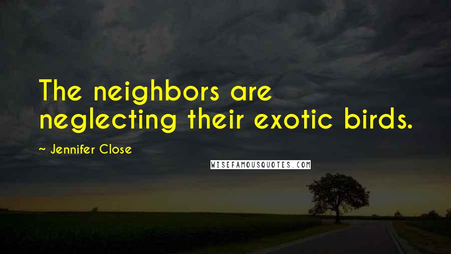 Jennifer Close Quotes: The neighbors are neglecting their exotic birds.