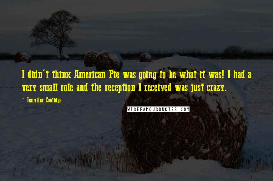 Jennifer Coolidge Quotes: I didn't think American Pie was going to be what it was! I had a very small role and the reception I received was just crazy.