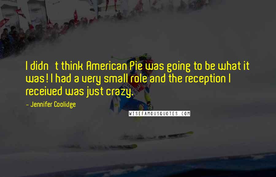 Jennifer Coolidge Quotes: I didn't think American Pie was going to be what it was! I had a very small role and the reception I received was just crazy.