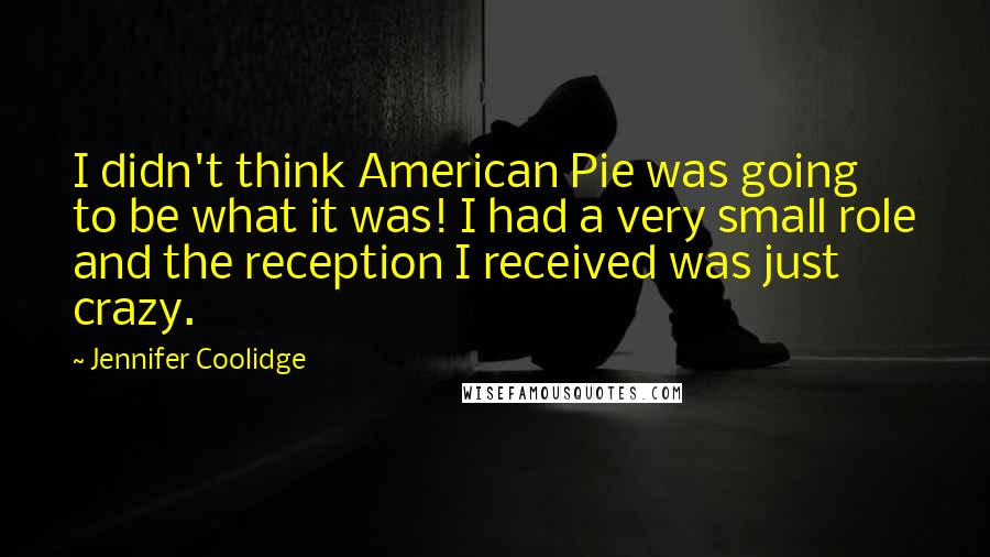 Jennifer Coolidge Quotes: I didn't think American Pie was going to be what it was! I had a very small role and the reception I received was just crazy.