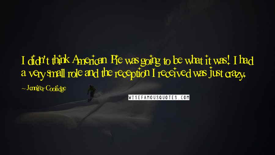 Jennifer Coolidge Quotes: I didn't think American Pie was going to be what it was! I had a very small role and the reception I received was just crazy.
